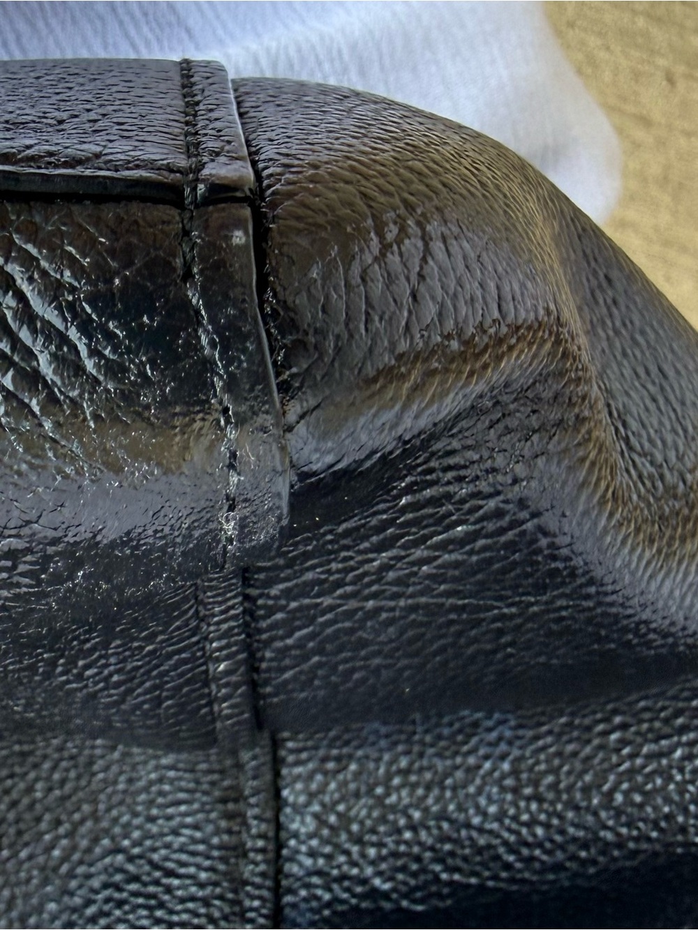 Coach Black Pebbled Leather Tote with Gold Chain Straps - Picture 11 of 16